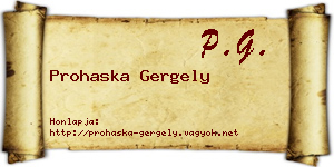 Prohaska Gergely névjegykártya